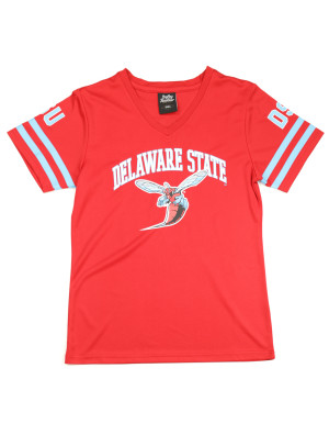 WOMEN'S DELAWARE STATE FOOTBALL JERSEY TEE