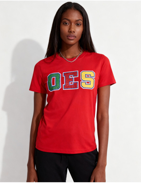 OES GLITTER DRY FIT TEE_RED