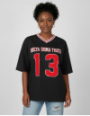 DST OVERSIZED CHENILLE FOOTBALL JERSEY TEE_BLACK