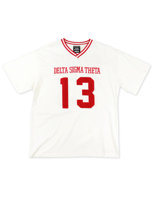 DST OVERSIZED CHENILLE FOOTBALL JERSEY TEE_IVORY