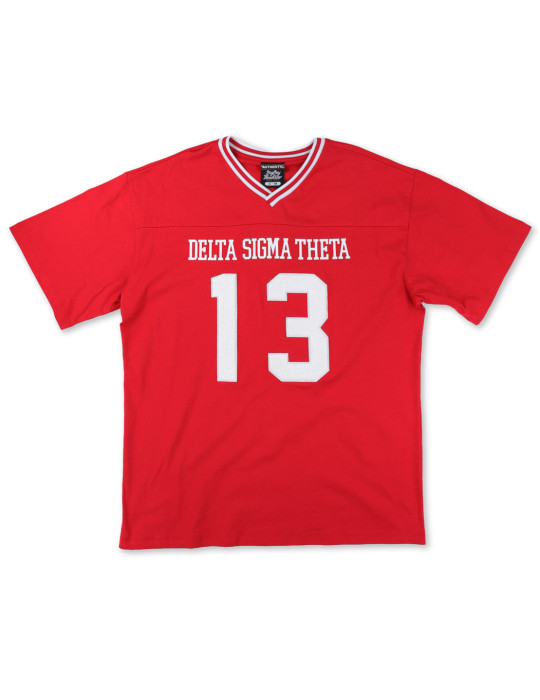 DST OVERSIZED CHENILLE FOOTBALL JERSEY TEE_RED