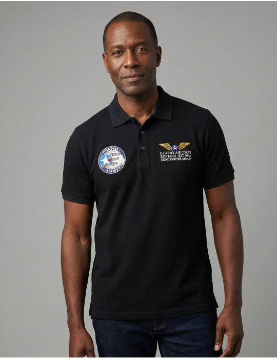 TUSKEGEE AIRMEN POLO SHIRT_BLACK