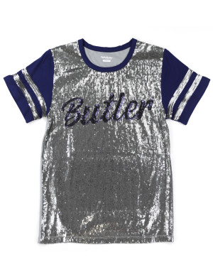 BUTLER UNIVERSITY SCRIPT SEQUIN TEE