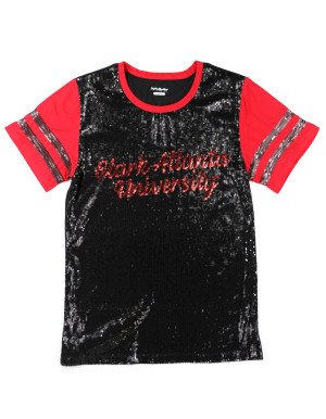 CLARK ATLANTA SCRIPT SEQUIN TEE