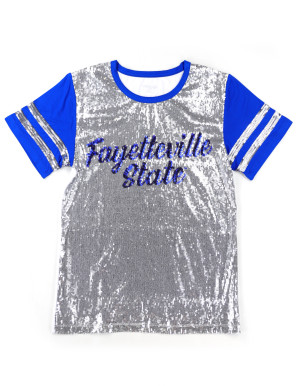 FAYETTEVILLE STATE SCRIPT SEQUIN TEE