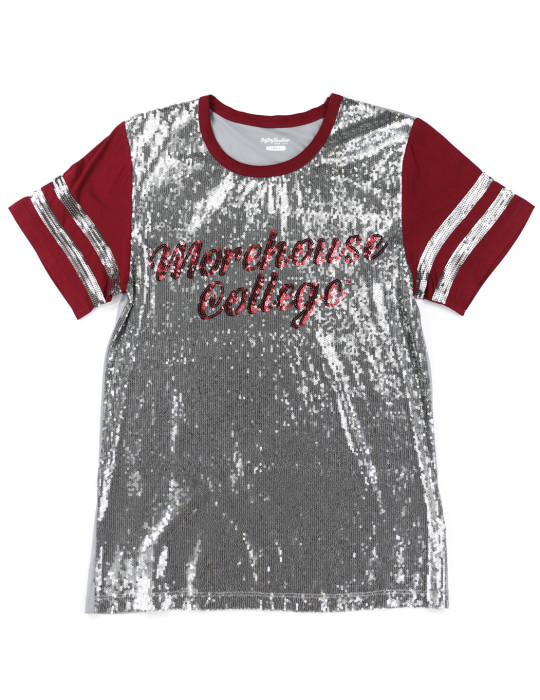 MOREHOUSE COLLEGE SCRIPT SEQUIN TEE