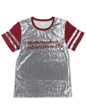 NORTH CAROLINA CENTRAL SCRIPT SEQUIN TEE
