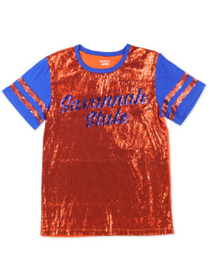 SAVANNAH STATE SCRIPT SEQUIN TEE