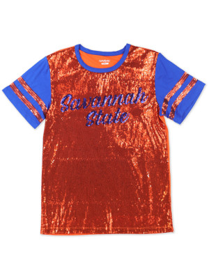 SAVANNAH STATE SCRIPT SEQUIN TEE