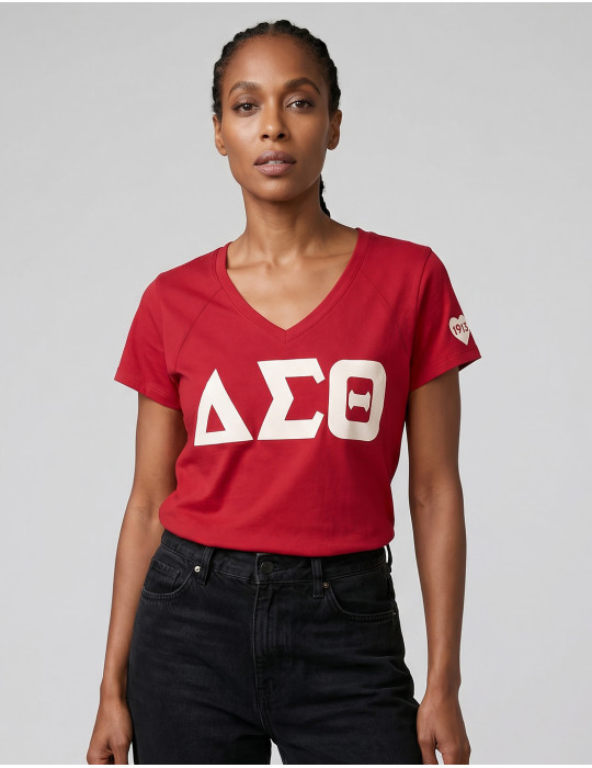 DST V-NECK TEE_RED